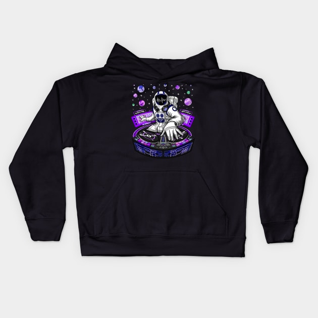 DJ Astronaut Kids Hoodie by underheaven